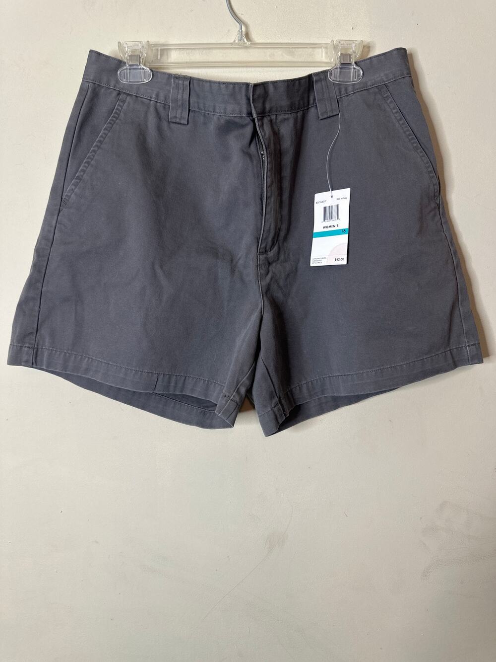 CALVIN KLEIN Womens Size 16 Regiment Twill Short Khaki Oyster Cotton A